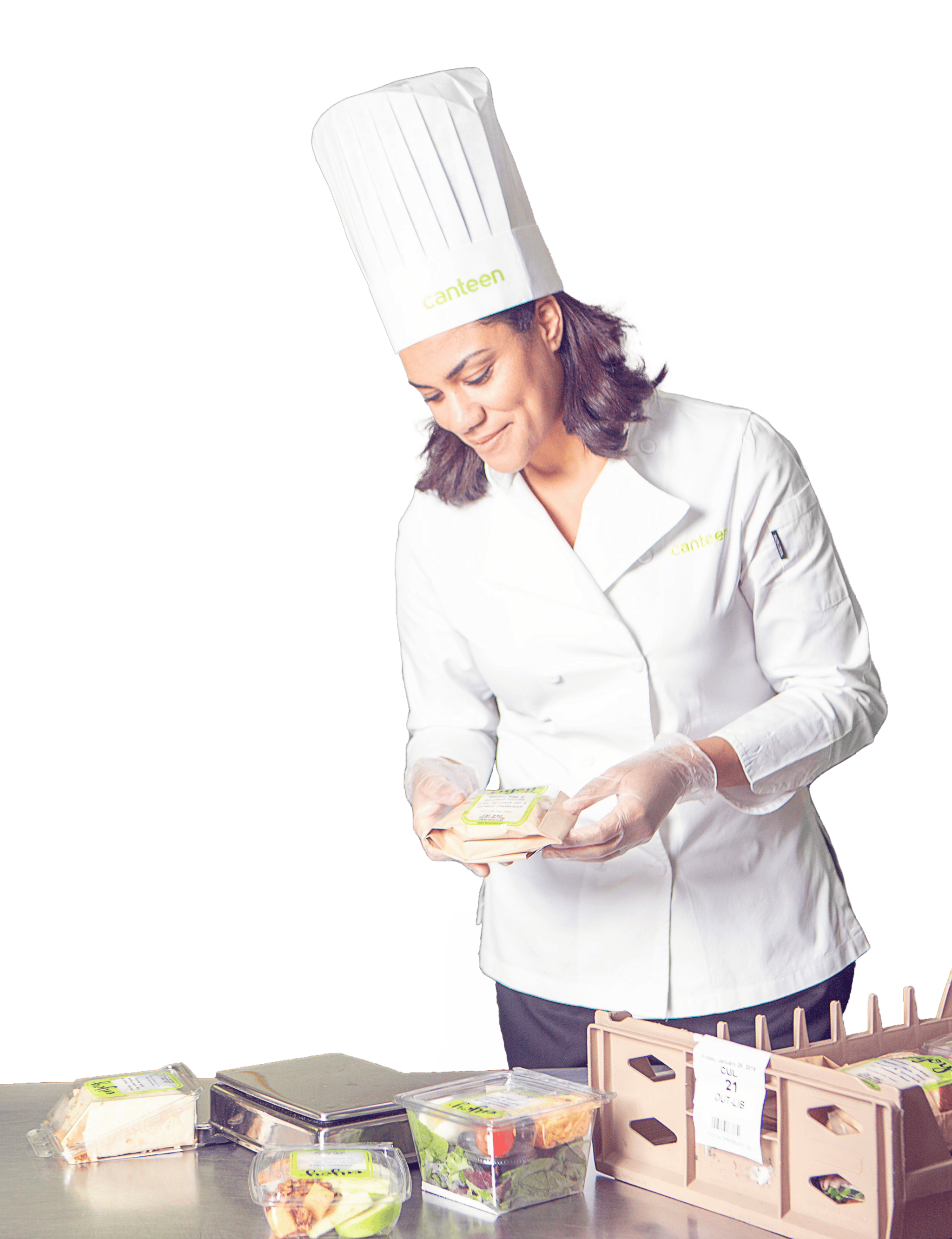 Canteen chef packing food