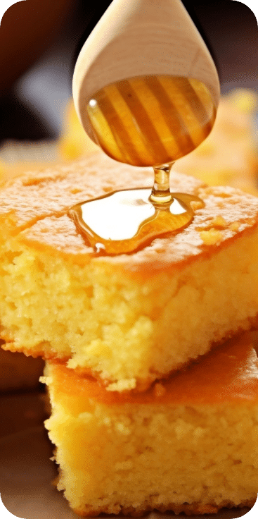 Corn bread drizzled with honey, HotLine