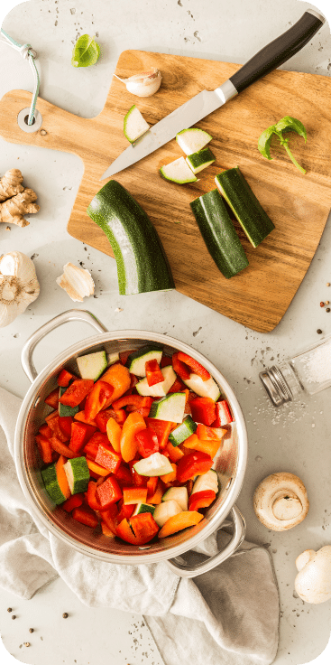 Main Dish - pots and vegetables