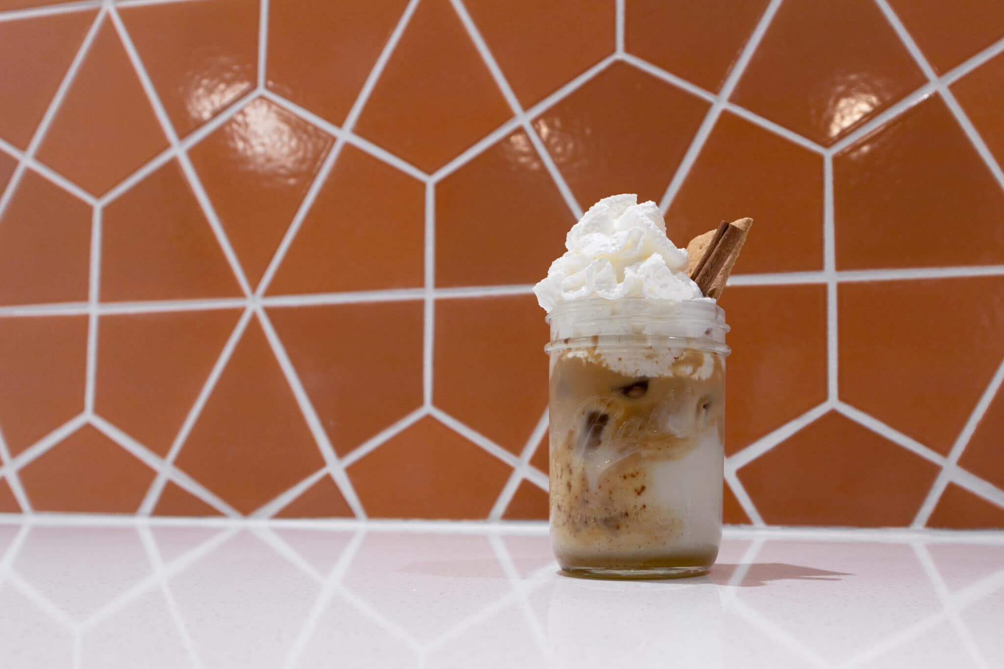 Iced Maple Spice Latte in a mason jar