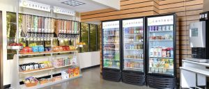 An image of a pantry with lots of snack and drink options