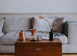Pour over coffee in the living room