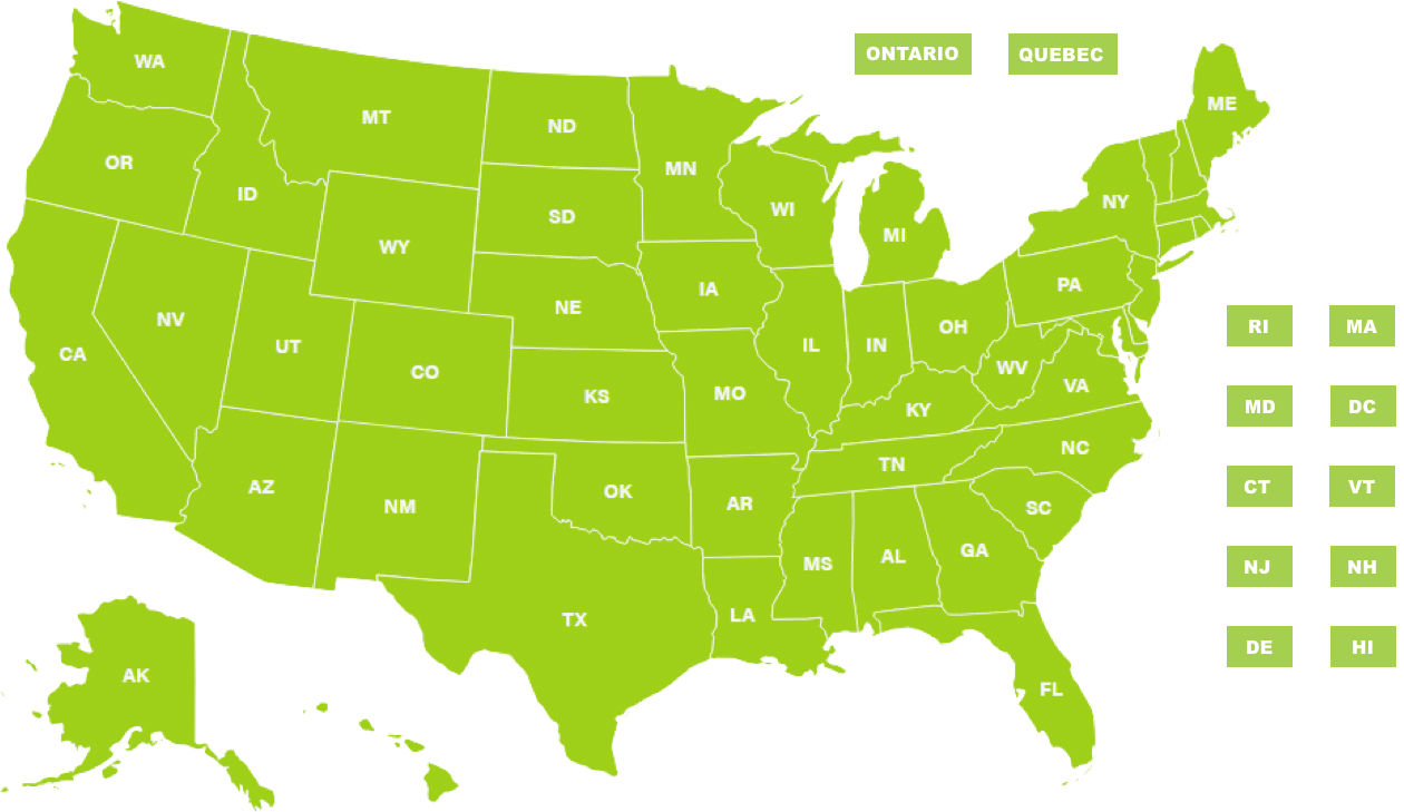 Locations that Canteen provides products and services