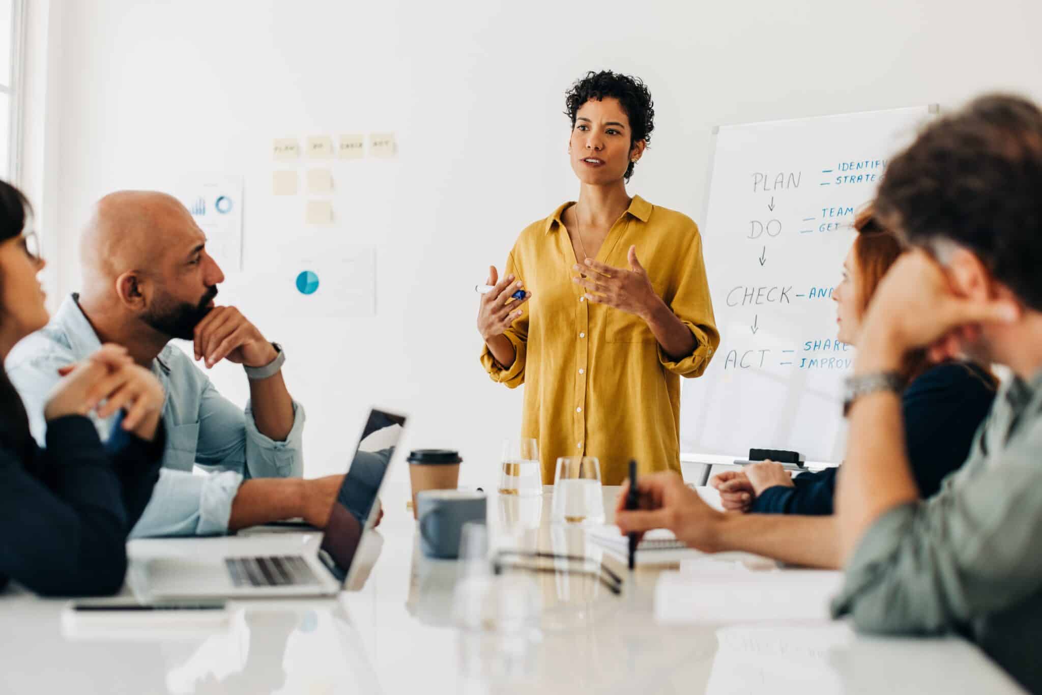 Woman leading a work meeting